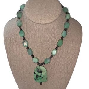 Vintage Green Agate Stones with Spacers of Beads & Metal